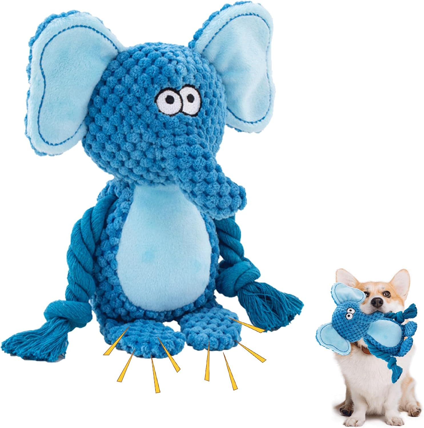 2025 Plush Dog Toy - Squeaky & Indestructible Chew Toy for Small Medium Dogs, Interactive Soft Stuffed Toy, Washable & Lightweight for Puppies (Elephant)