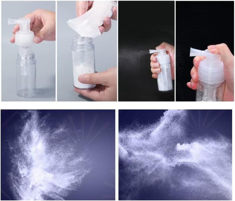 Duehut 110Ml Powder Spray Bottle Portable Detachable Travel Spray Bottle Plastic Powder Sprayer Bottles Container PET Cosmetics Bottlerefillable Hair Fiber Applicator for Home Barber Shop