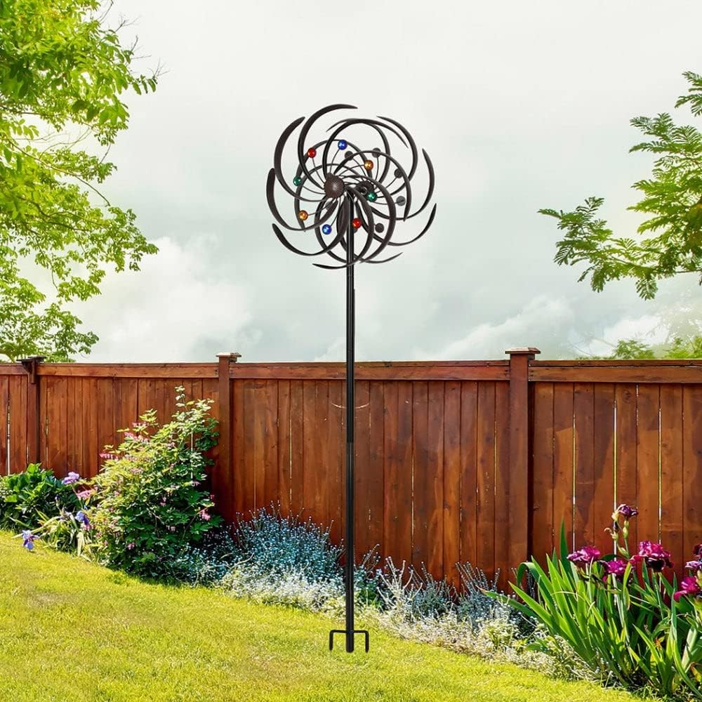 Solar Light Garden Windmill &ndash; Ornamental, Decorative, Backyard, Yard Wind Mill, Outdoor, Spinners, Metal, Steel, Bronze image number 5