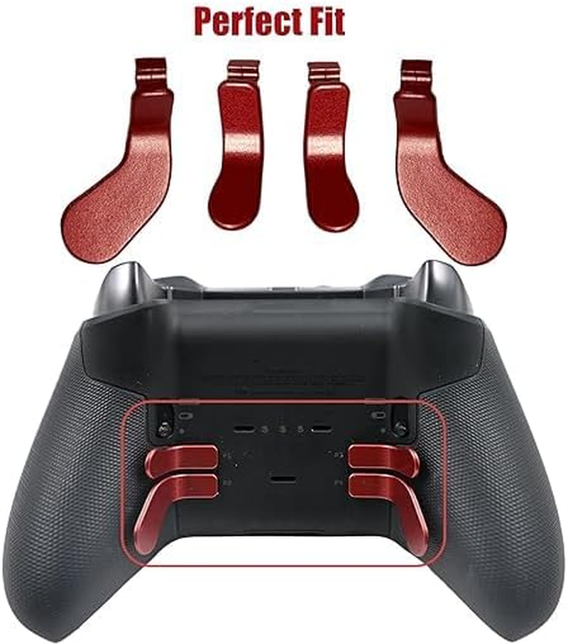 4 Pcs Elite Controller Paddles for Xbox Elite Controller Series 2,Metallic Interchangeable Paddles Hair Trigger Locks Replacement Parts for Xbox Elite Series 2 Core(Dull Red) image number 1