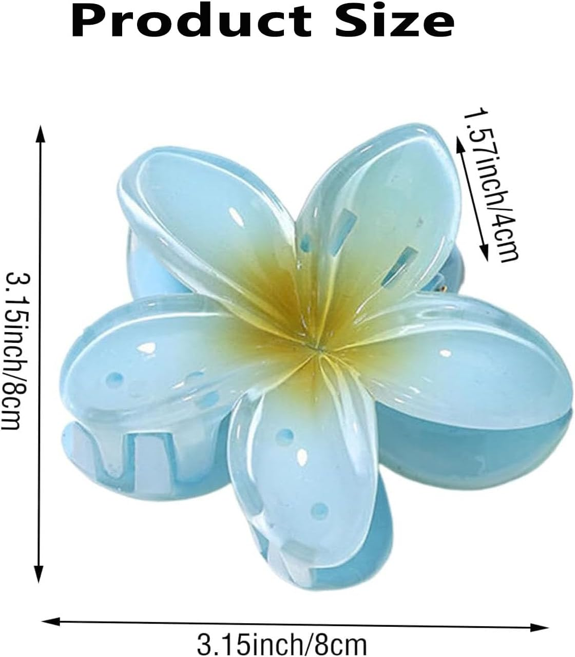 6 Pcs Flower Hair Clips,Plumeria Hair Claw Clips,Hawaiian Flower Hair Claw Clips,Non-Slip Strong Hold Big Hair Clamps for Thick Hair and Thin Hair,Summer Beach Wedding Accessories image number 4