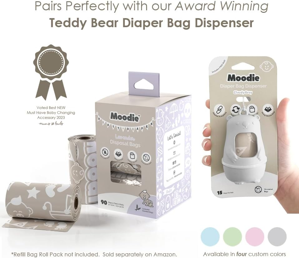 Diaper Disposal Bags (90 BAGS in TOTAL) | LAVENDER SCENTED Baby Poop Baggies (6 Refill Rolls 9 X 13In) | Leak Proof Nappy Trash Bag for Quick Changes on the Go image number 5
