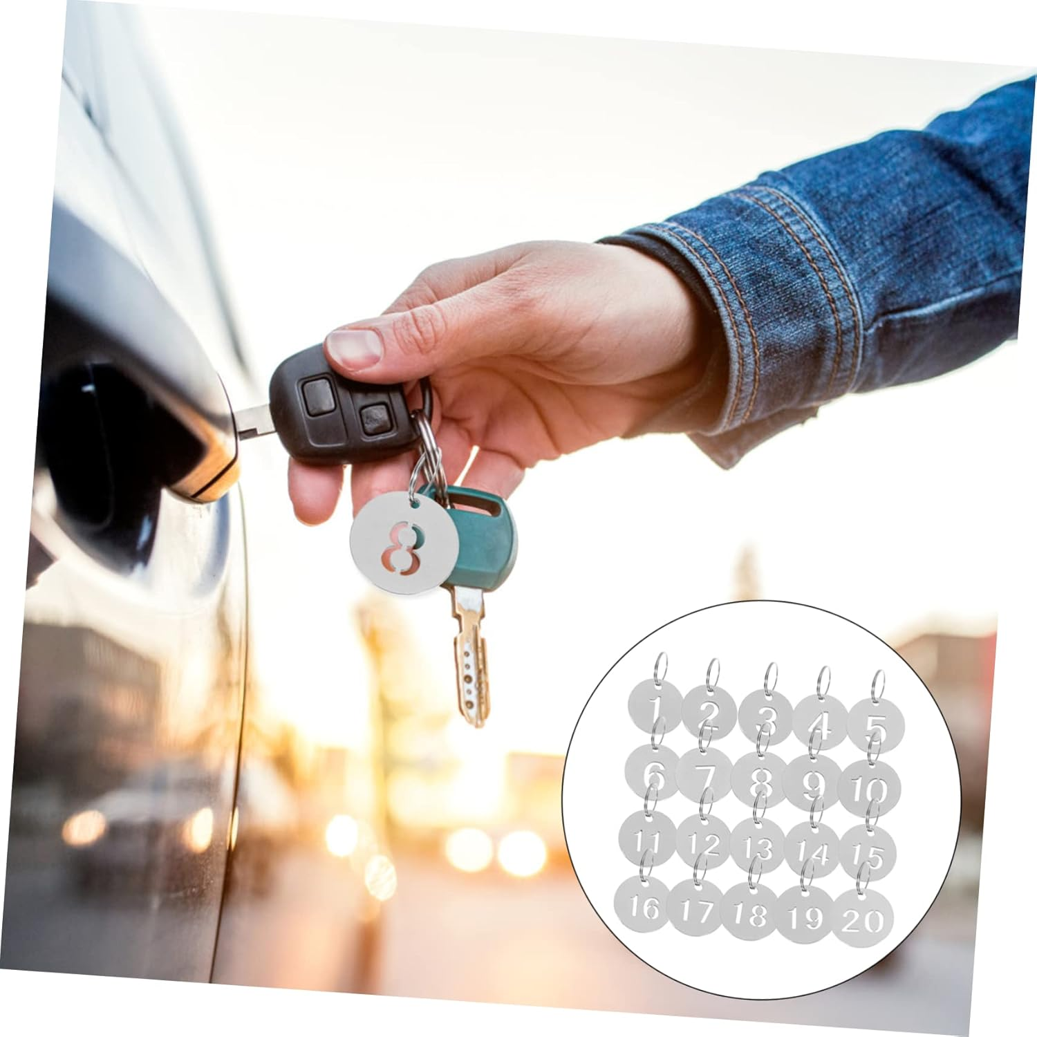 LALADEFIEE 20Pcs Travel Tags Key Classification Tags Key Ring Labels Stainless Steel Plate image number 1