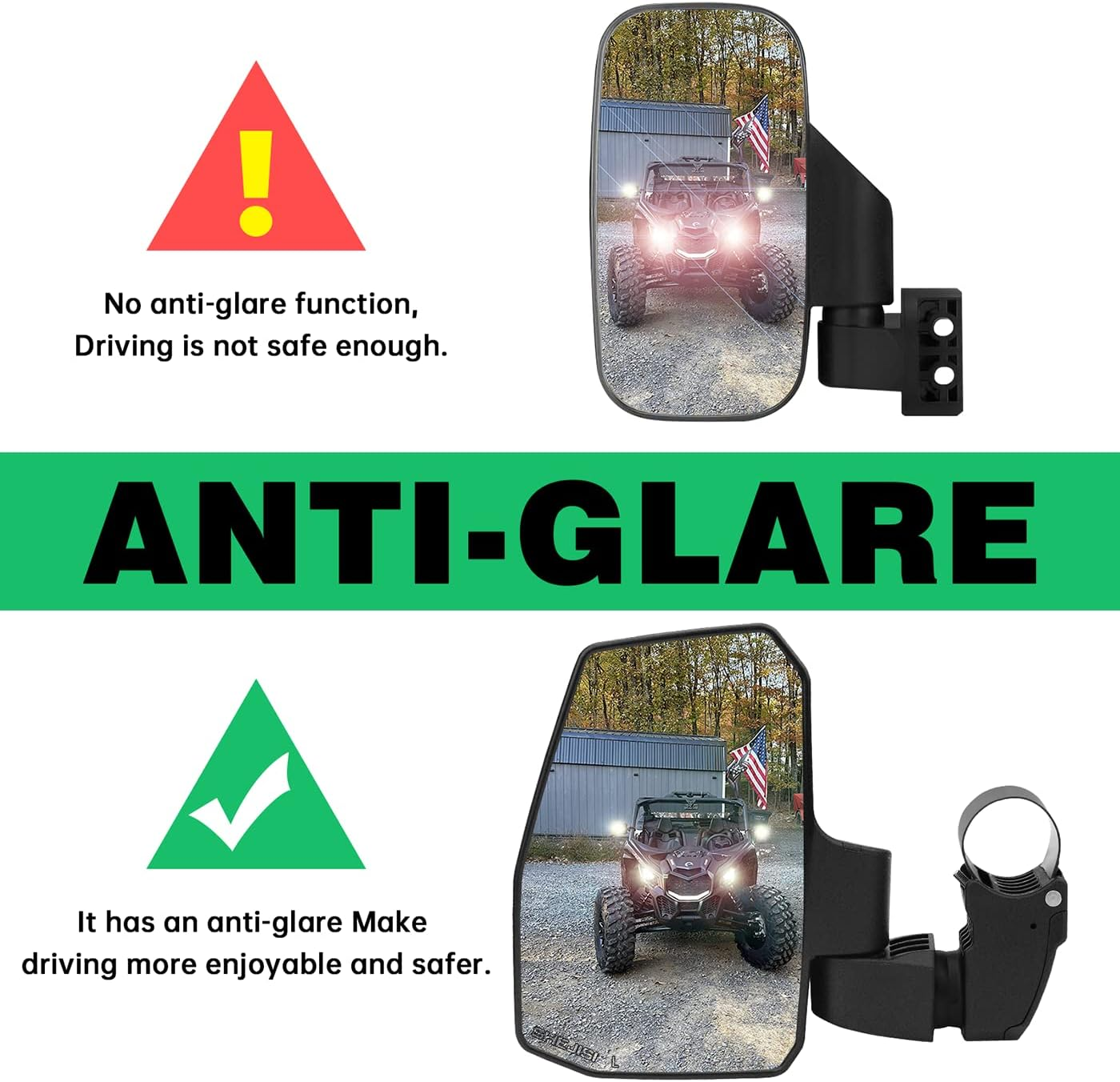 UTV Side Mirrors,You No Longer Need to Adjust by Hand,Innovative Automatic Reset Function,For 1.5"-2.0" Roll Cage,Compatible with Polaris Rzr,Can Am Maverick,Honda Pioneer Sxs,Kawasaki Mule