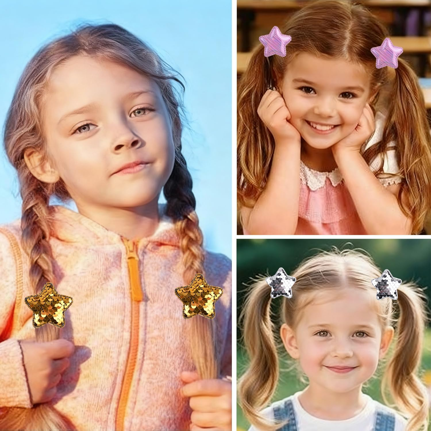 20 Pcs/10 Pairs Glitter Hair Ties for Girls, Sequin Heart Star Crown Baby Girls Hair Scrunchies Elastics Rubber Bands Hair Ropes Ponytail Holders Hair Accessories for Infants Toddlers Kids Teens Women image number 6