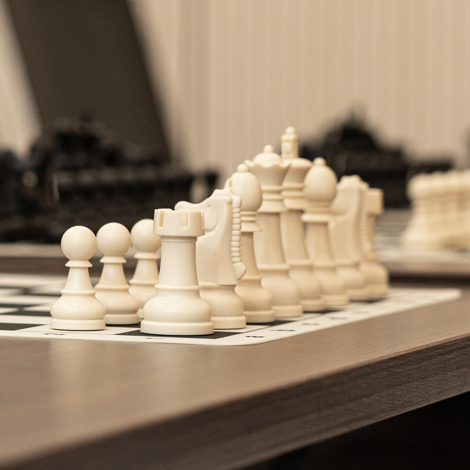 A&A Travel Chess Set / 15''X15'' Foldable Silicone Chess Board / 3.25'' King Height Plastic Staunton Pieces/Storage Bag image number 2