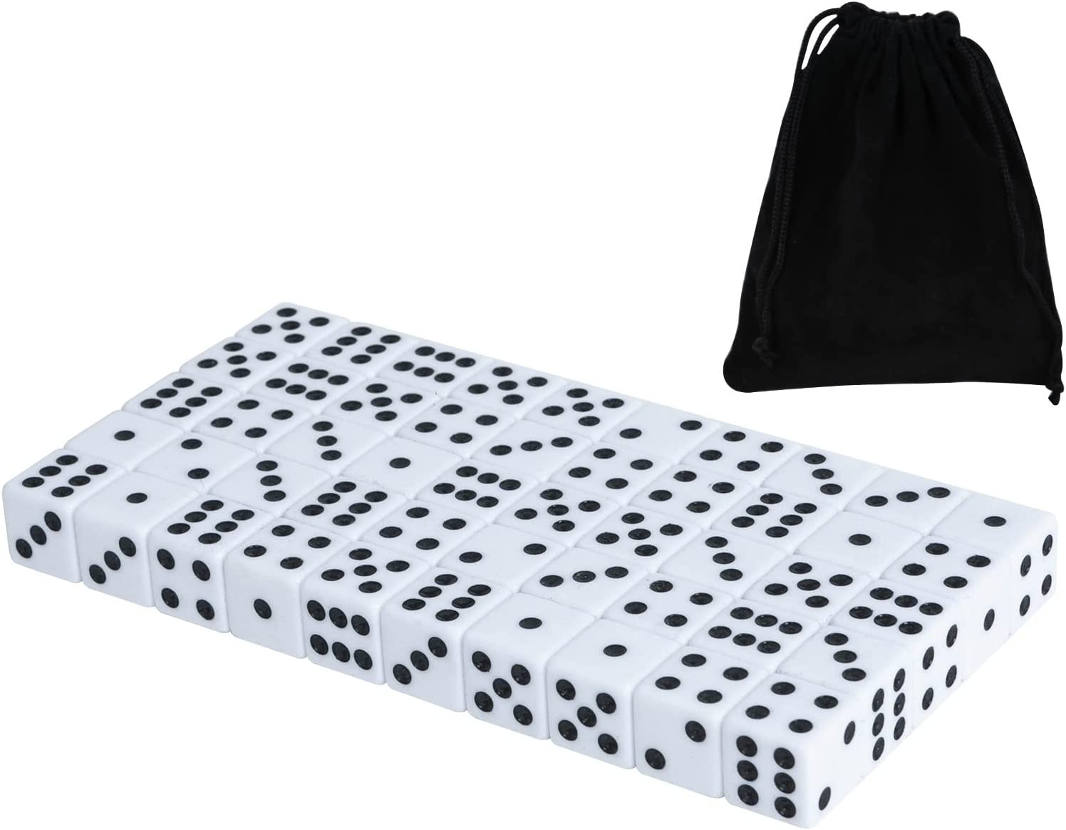 50 Pack 16MM White Dice - Six Sided Standard Opaque White Dice with Black Pips Dots for Board Games image number 6