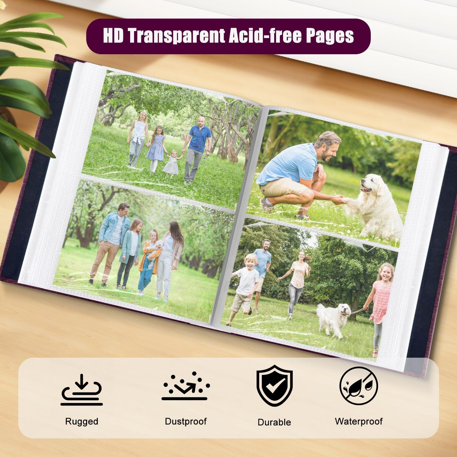 200-Pocket Photo Album 4X6 - Slip-In Picture Album with Linen Cover & Display Window, Vertical Photo Book for Wedding, Family, Baby, Anniversary & Vacation Memories (Holds 200 Photos) image number 3