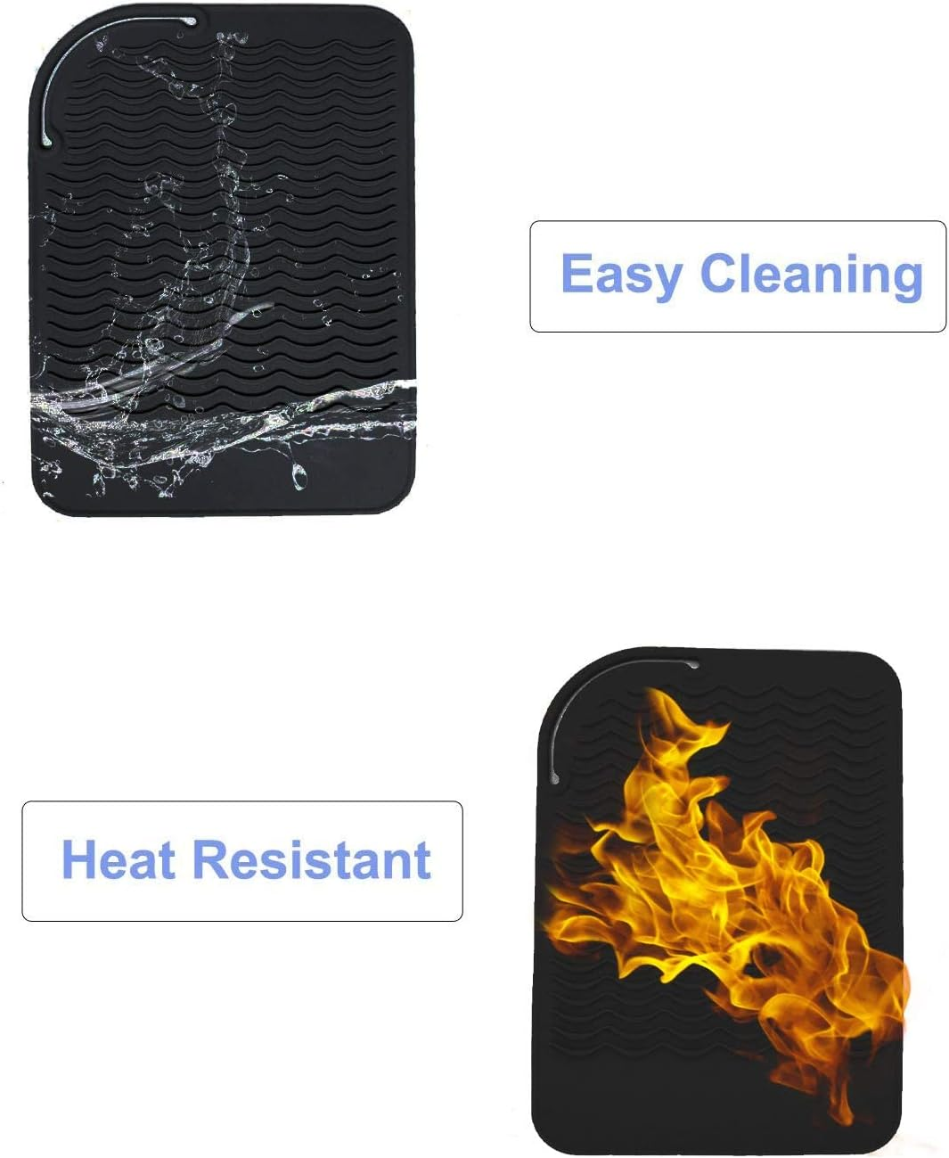 Heat Resistant Mat for Curling Iron, Flat Irons and Hair Straightener Hair Styling Tools 9" X 6.5", Food Grade Silicone, Black image number 3