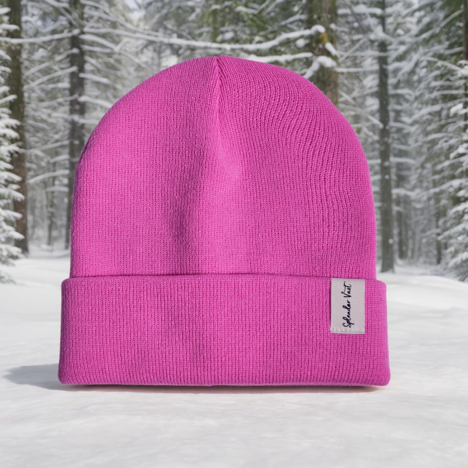 Splendor Vast Beanie for Children Unisex Knit Cuffed Plain Winter Beanies Hats Skull Cap - Dark Blue image number 5