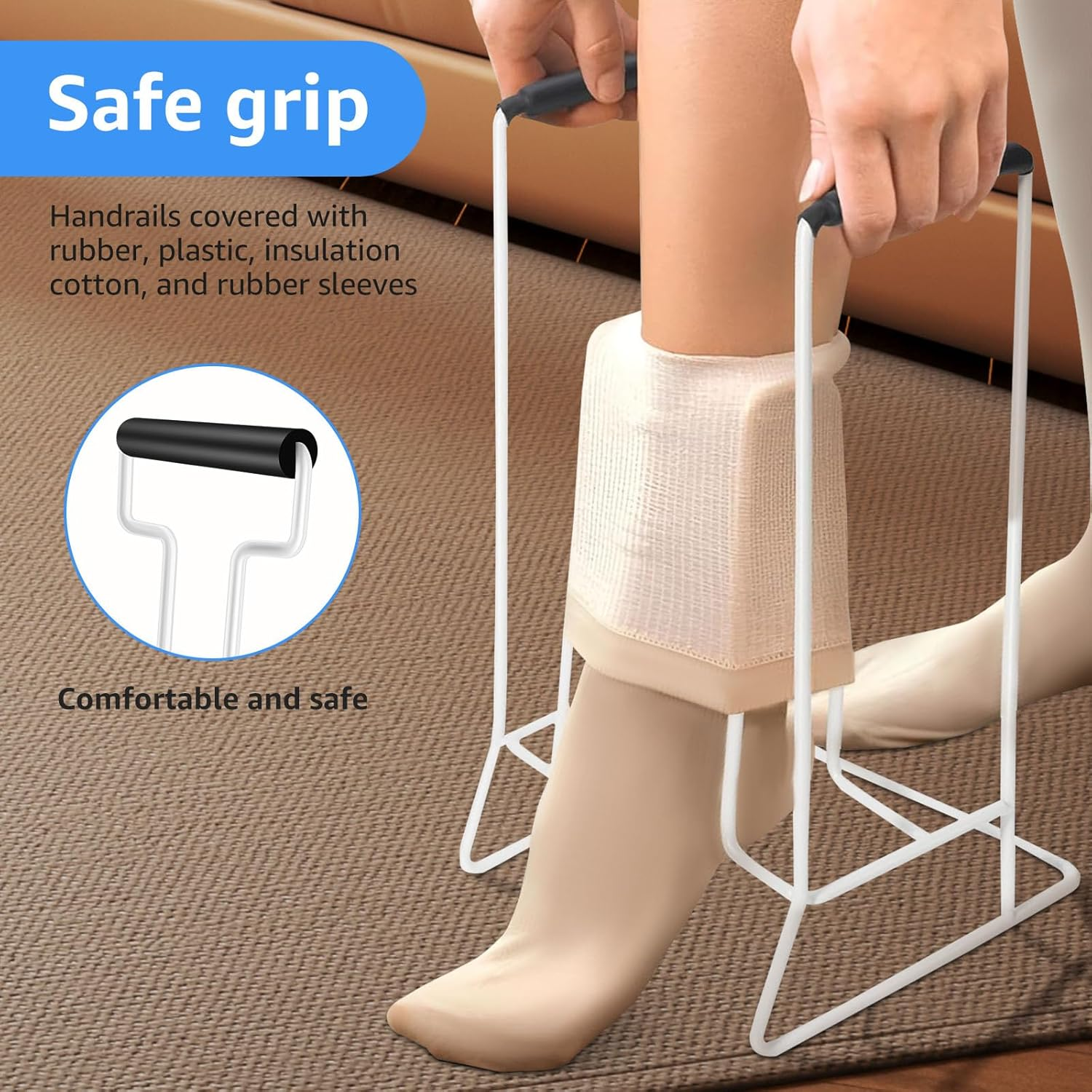 Stocking Donner, Aids for Seniors Putting on Socks, Flexible Stocking Aid Kit, Aid Tool to Put on Compression Socks, Easy on and off Helper for Elderly, Pregnant, Disabled image number 3