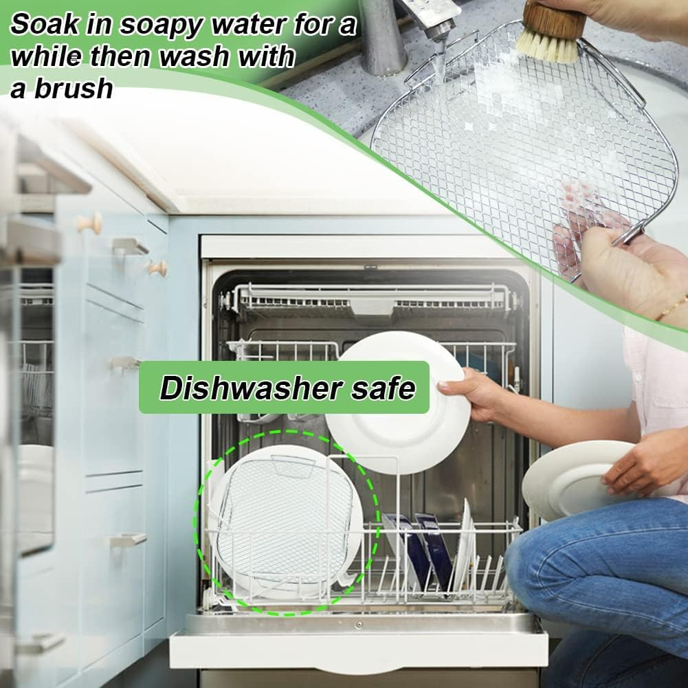 Air Fryer Rack, 304 Stainless Steel Dehydrator Rack, Square Air Fryer Basket Multi-Purpose Grill Shelf for 7.5L-8L Fryer and Oven (Single Layer) image number 5