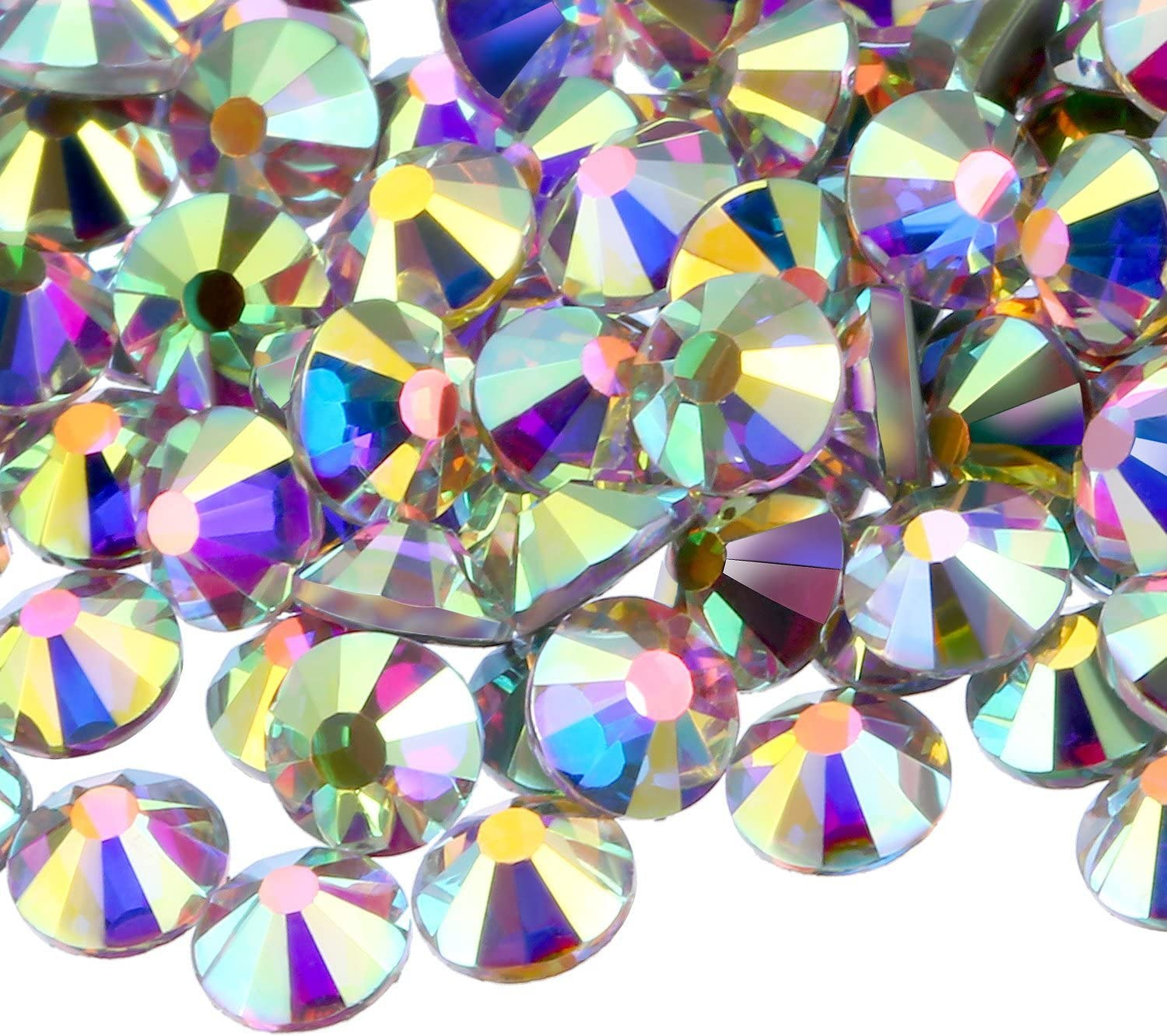 1440 Pieces Hotfix Rhinestones Crystals Hot Fix Clear AB Crystals round Flatback Gems Glass Stones Crystal Rhinestones Bulk for Crafts Clothing Dance Costumes, 5Mm