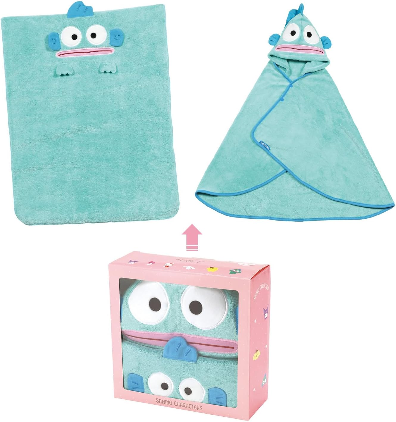 Skater SET1085 2-Piece Gift Set, Hair Dry Towel, Hooded Bath Poncho, Absorbent and Quick Drying, Sanrio Hangyodon image number 4