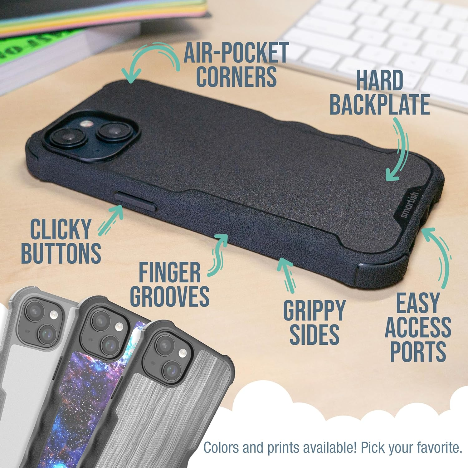 Smartish Iphone 15 Protective Case - Gripzilla Compatible with Magsafe [Rugged + Tough] Heavy Duty Armored Slim Cover with Drop Protection - Black Tie Affair image number 7