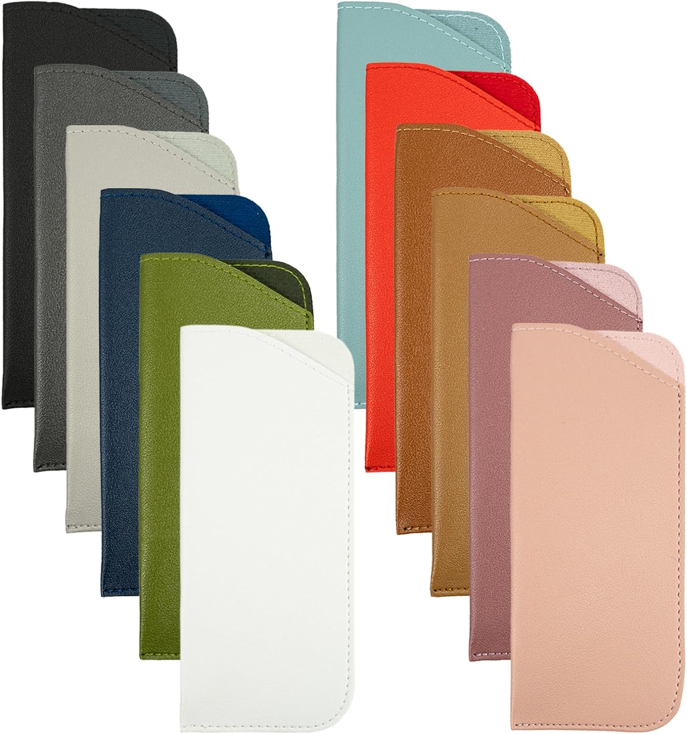 12 Pcs Soft Glasses Case Artificial Leather Multicolor Glasses Pouch Slim Eyeglass Case Eye Sunglass Case Soft for Women Men image number 6