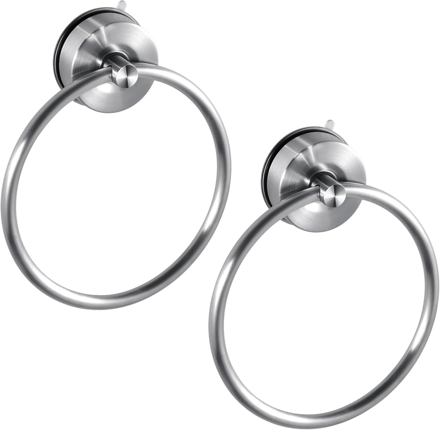 JOMOLA Stainless Steel Suction Towel Ring Holder, No-Drill Bathroom & Shower Accessory, Rustproof Adjustable Towel Rack for Spa, Hotel & Home Use, Brushed Finish, Damage-Free Strong Hold