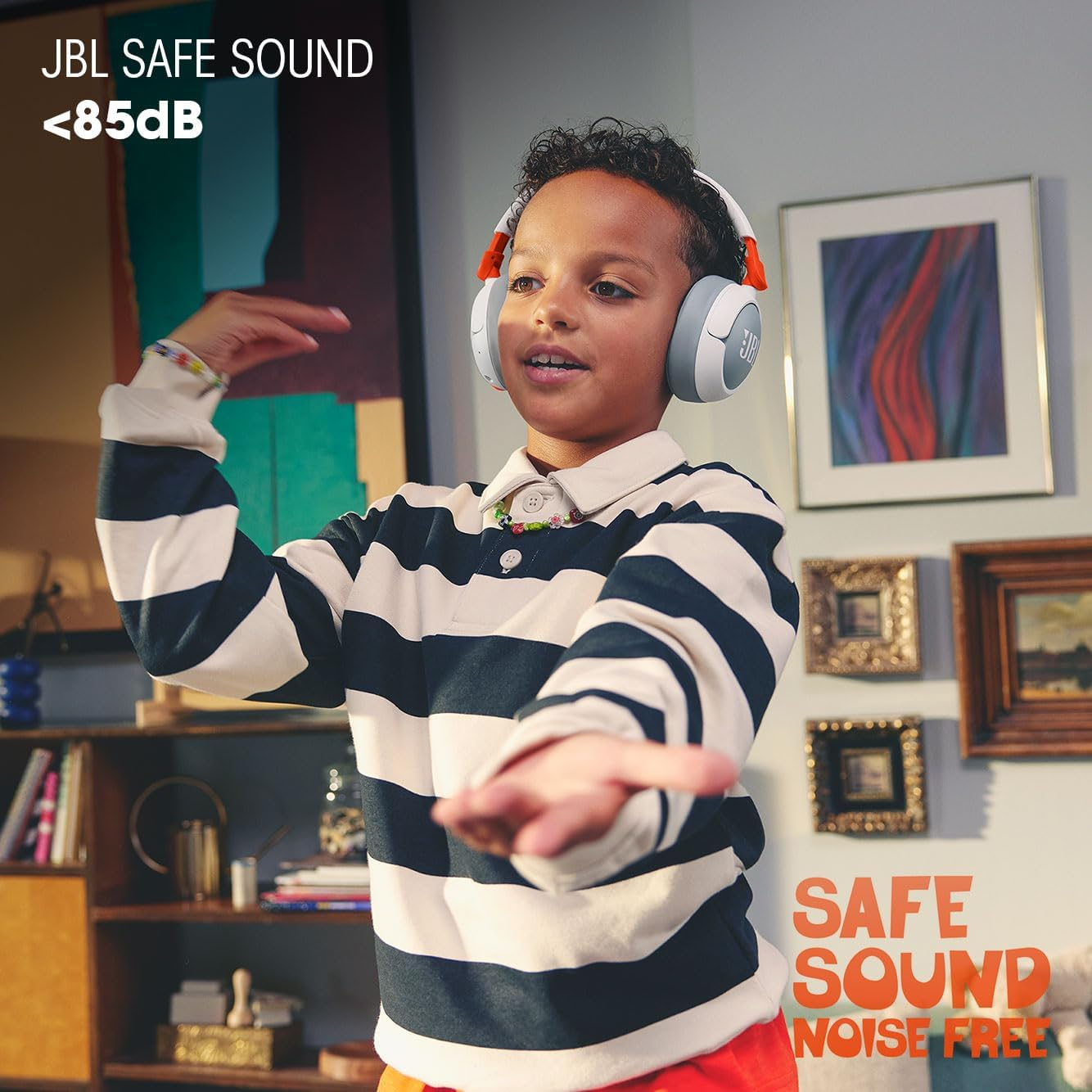 JBL Junior 470NC, JBL Safe Sound <85Db, Parental Control with Customizable Volume & Playtime, Easy Monitoring, Active Noise Cancelling, Built-In Mic, White - White image number 5