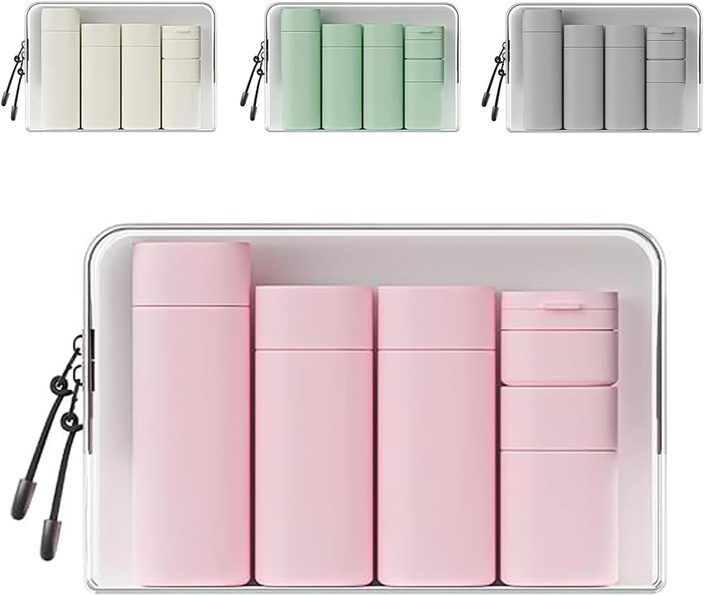 WADY 5 Pack Leak Proof Travel Bottles for Toiletries Set, Refillable TSA Approved Size Containers with Clear Bag for Shampoo, Conditioner, Lotion, Portable and Convenient (Pink)