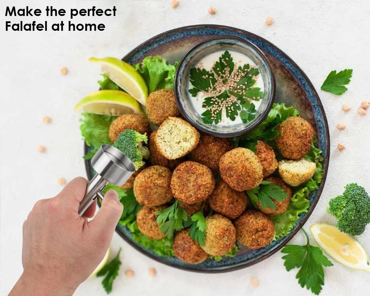 DS. DISTINCTIVE STYLE Falafel Scoop Mold Maker Tool 4 Cm Shaper Stainless Steel Easy to Use and Clean Non-Sticky Meatball Press Scoops image number 3