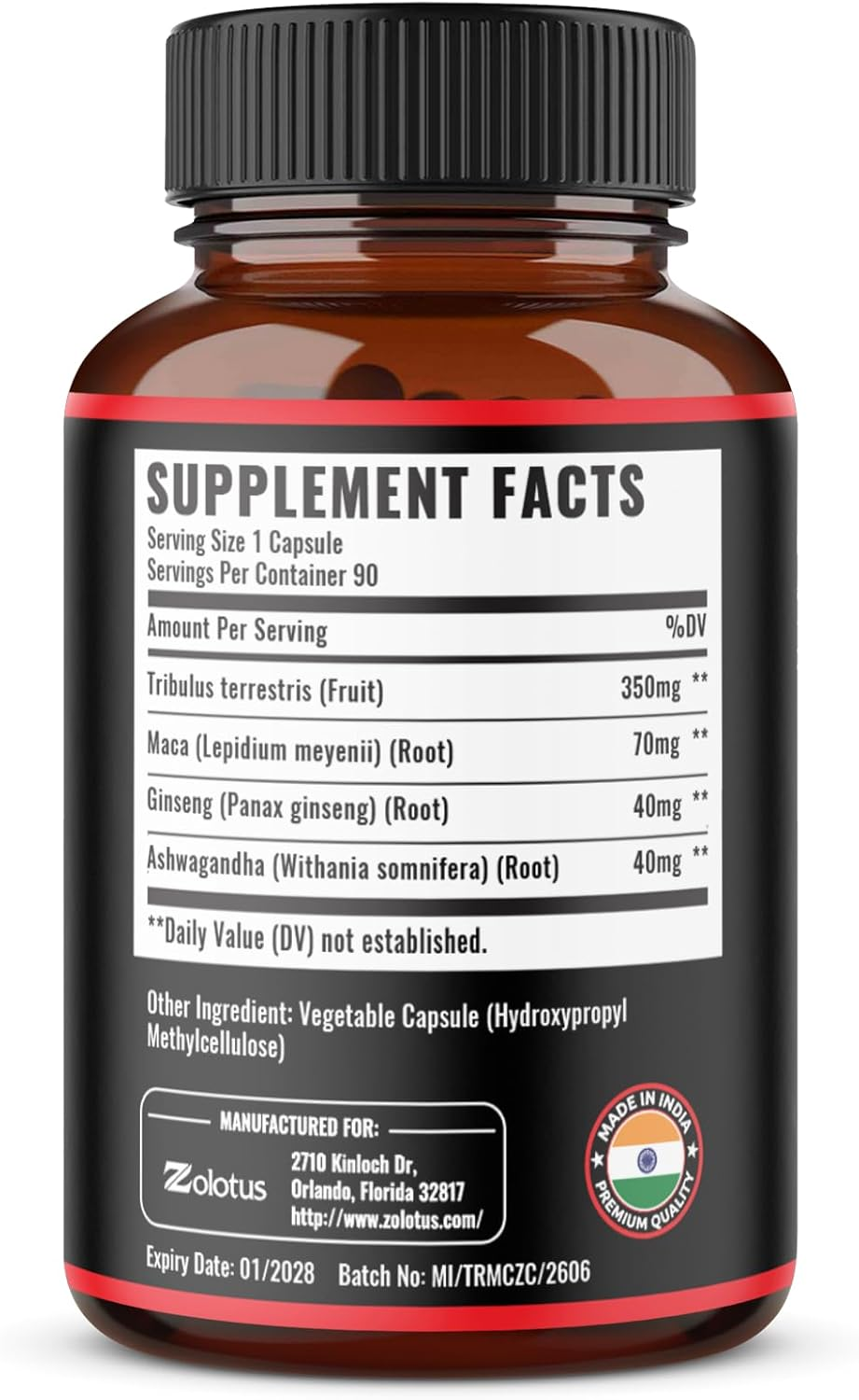 Zolotus 2 Packs Tribulus Terrestris with Maca Root Ashwagndha Root, Panax Ginseng - 6 Months Supply image number 6
