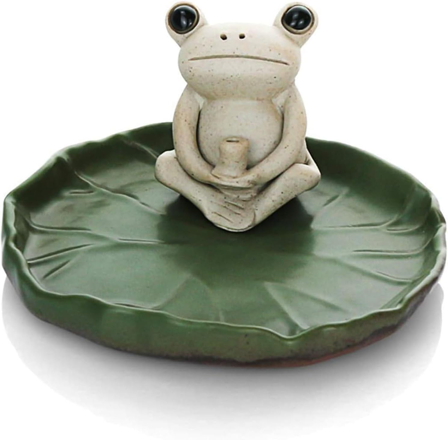 Frog Incense Stick Holder, Ceramics Incense Burner Holder, Cute Incense Holder Incense Stick Holder with Ash Catcher for Home Temple Yoga Fragrance Ornament Home Decor