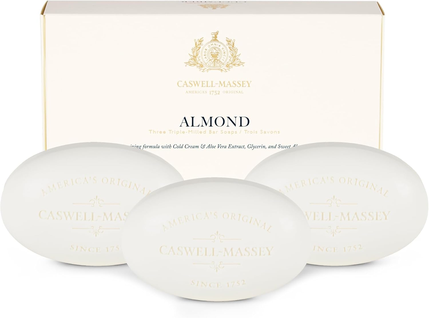 Caswell-Massey Natural Bar Soap Gift Set - Almond Scent - Triple-Milled Moisturizing Body Soap Bars for Men & Women, Plant-Based Formula for Soft Skin, Made in USA, 3 X 5.8 Oz image number 2