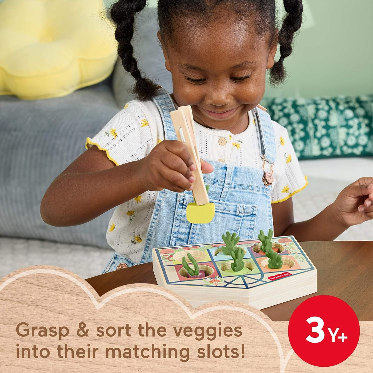 Fisher-Price Wood Preschool Toy Sorting Greenhouse, Tiny Garden Wooden Activity for Fine Motor Developmental Play Kids Ages 3+ Years​ image number 4