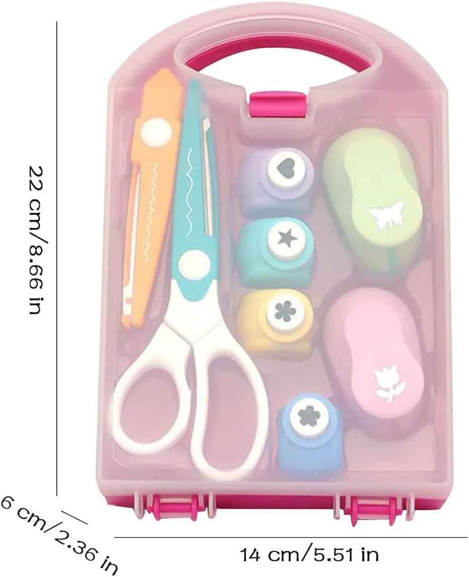 Yeanifeana Creative Kids DIY Puncher Craft Set, Kids DIY Craft Hole Punch Shapes Set, Leaf, Butterfly, Star, Heart, Flower Punch Cutters (Pink) image number 6