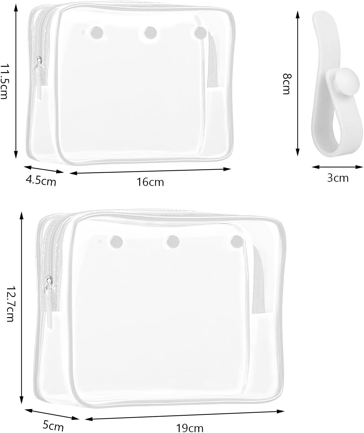 2 Pack Clear Inner Pouch Tote Bag with 2 Insert Hooks for Bogg Bag, Divider Storage for Travel Cosmetic Makeup Clean Organizer, White, Modern - 2, Black image number 7