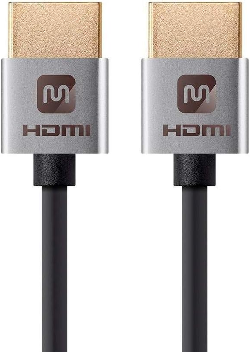 Monoprice HDMI High Speed Cable - 1 Feet - Black, 4K@60Hz, HDR, 18Gbps, 36AWG, YUV 4:4:4 - Ultra Slim Series