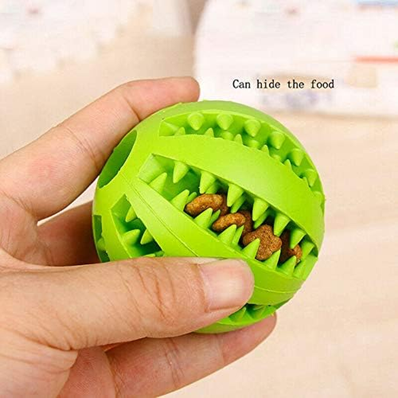 Ezonedeal Pets Dog Treat Toy Ball Rubber Dog Food Ball IQ Treat Feeder Puzzle Tooth Cleaning Interactive 5Cm for Dog Teeth Cleaning/Chewing/Playing/Treat Dispensing (Green)