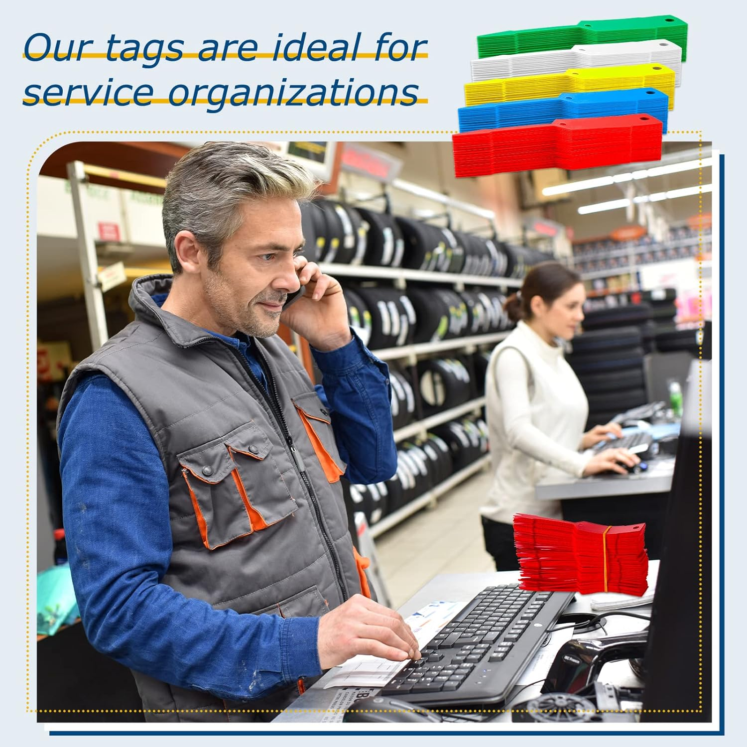 Lewtemi 1000 Pieces Self Lock Arrow ID Key Tags Car Parts Tags Key Ring Repair Labels for Office Automotive Shop Supplies(4 1/2'' X 3/4",Mixed Colors) image number 5