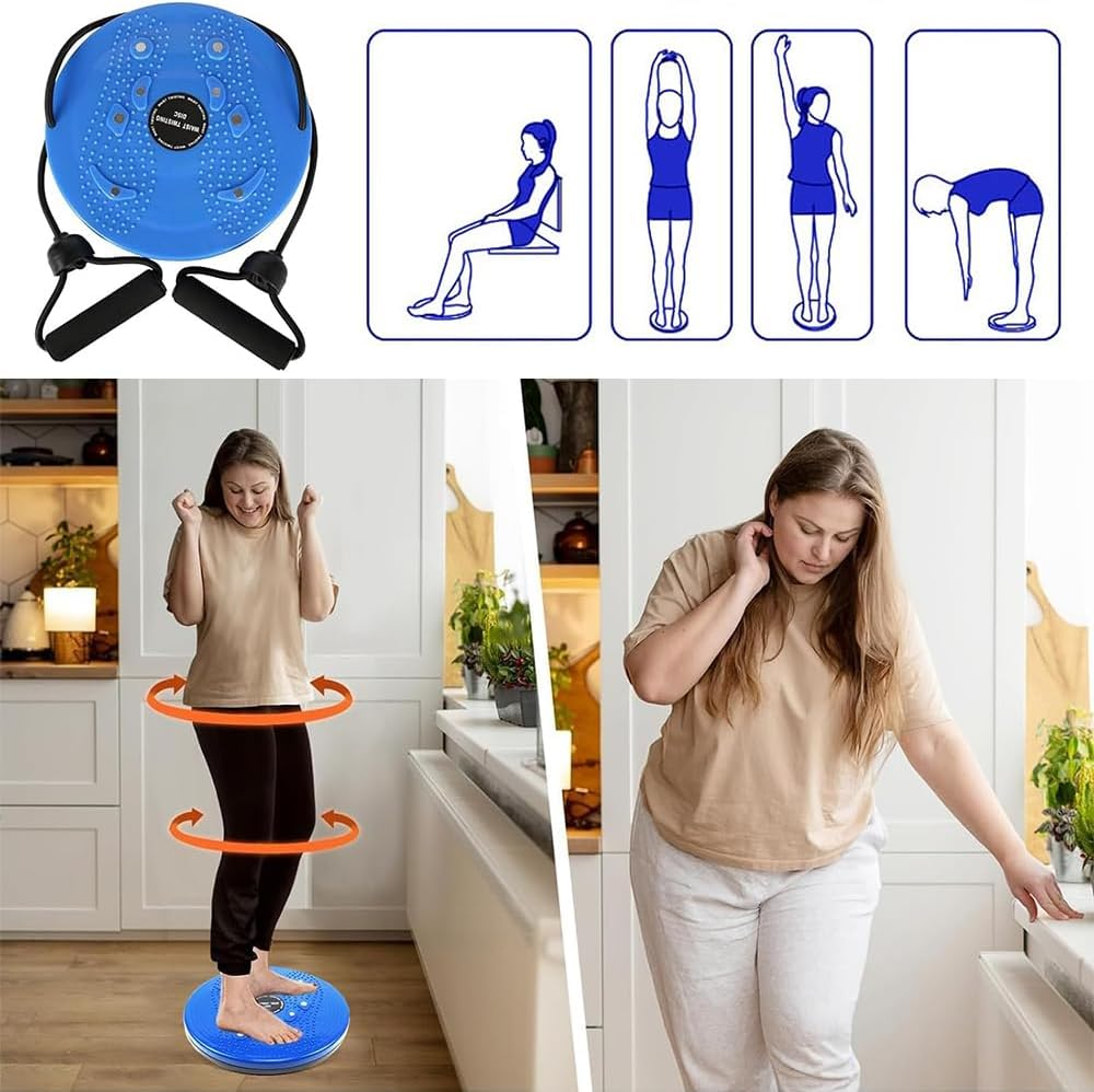 Waist Twisting Disc with Resistance Bands &ndash; Magnetic Twist Board for Exercise, Body Shaping, Slimming & Core Training, Ab Twister Board for Home Fitness, Aerobics & Full Body Workouts image number 4