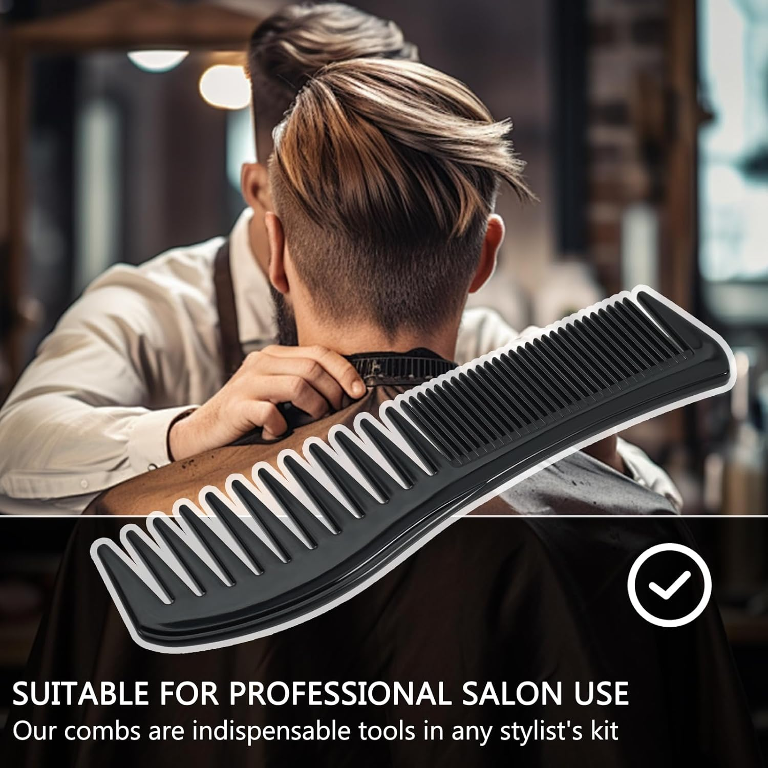 Detangling Hair Comb for Women Double Tooth Hair Comb with Wide and Fine Teeth Shower Combs for Wet Curly Hair Style Hair Care Comb Barber Comb for Thin Thick Curly Straight Hair for Women Men image number 3