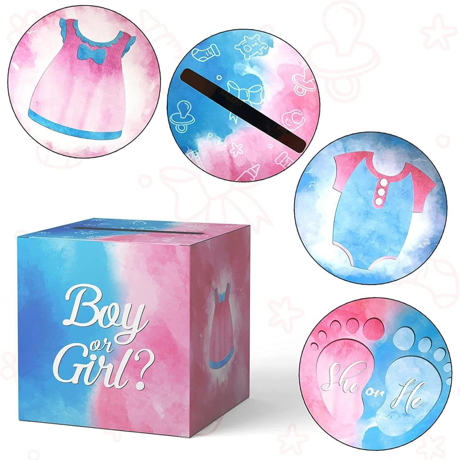 Baby Gender Reveal Pull Out Game Box, Cast Your Vote Games Invitations Supplies with 40 Ballot Cards, Boy or Girl, Gender Reveal Supplies,Pink and Blue image number 3