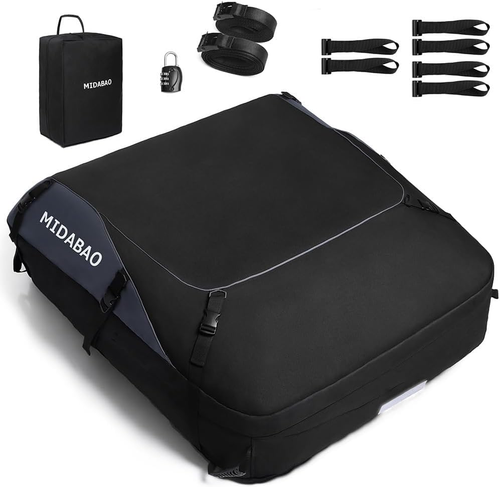 MIDABAO Thickened 20 Cubic Waterproof Duty Car Roof Top Carrier-Car Cargo Roof Bag Car Roof Top Carrier - 100% Waterproof & Coated Zippers - for Cars with or without Racks image number 3