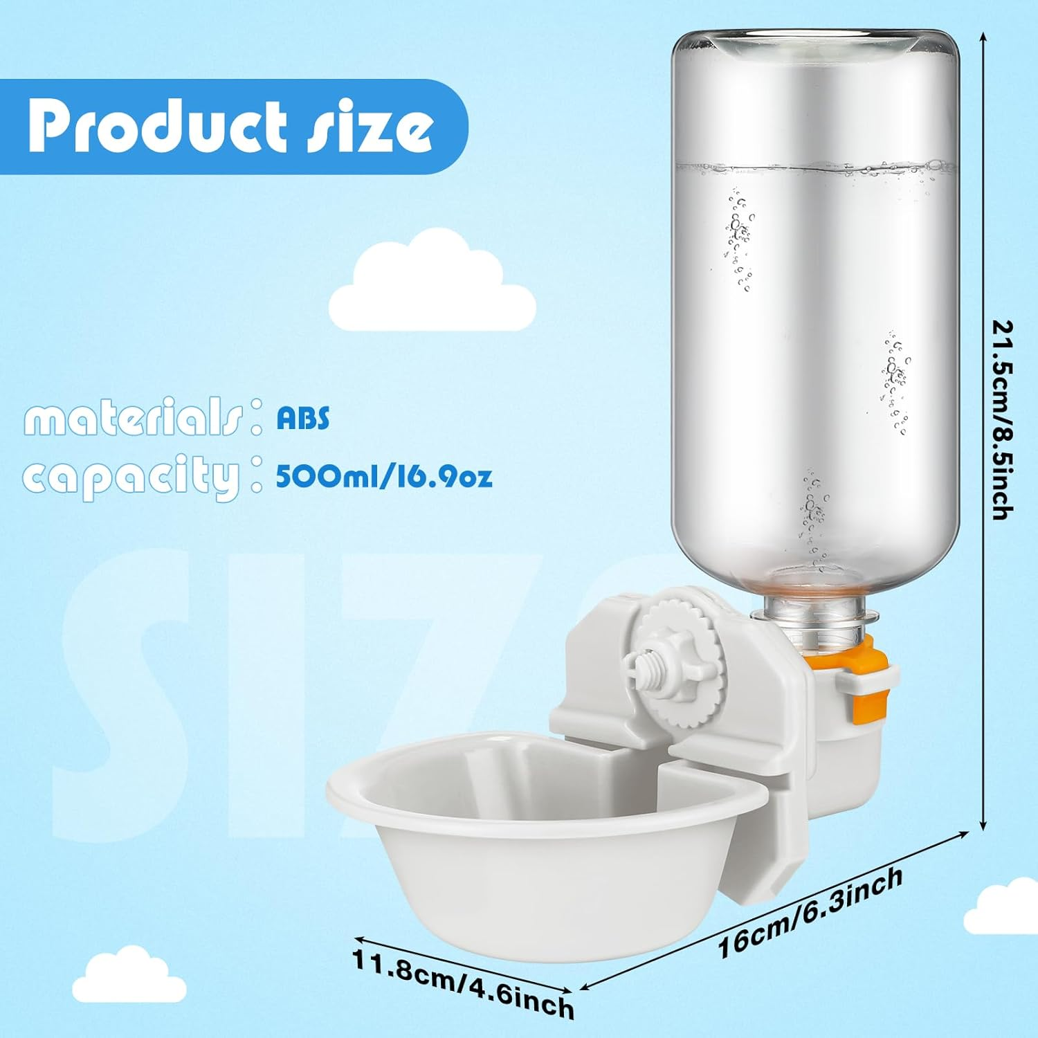 Riakrum 2 Pieces Dog Water Bottle for Crate 17Oz Anti-Overflow Pet Cage Water Dispenser Automatic Hanging Cage Bottle for Small Dogs Cats Bunny Ferret Small Animals Crate Kennel Cage, 2 Colors image number 6