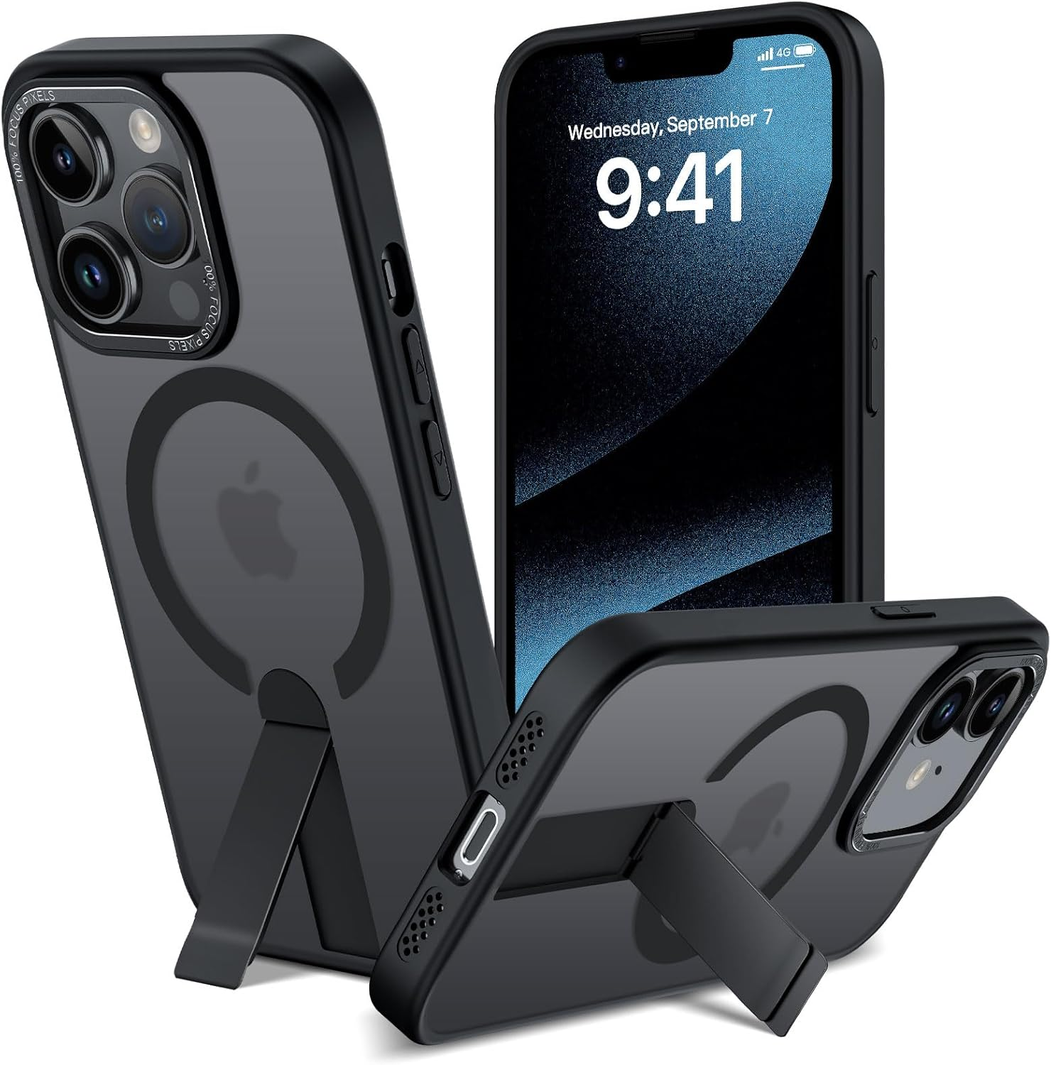 DEVASO Case for Iphone 17 Pro with Stand, Compatible Magsafe Integrated Invisible Stand, Mobile Phone Case, Scratch-Resistant, Shockproof, Anti-Fingerprint, Matte Case, Protective Case, Black