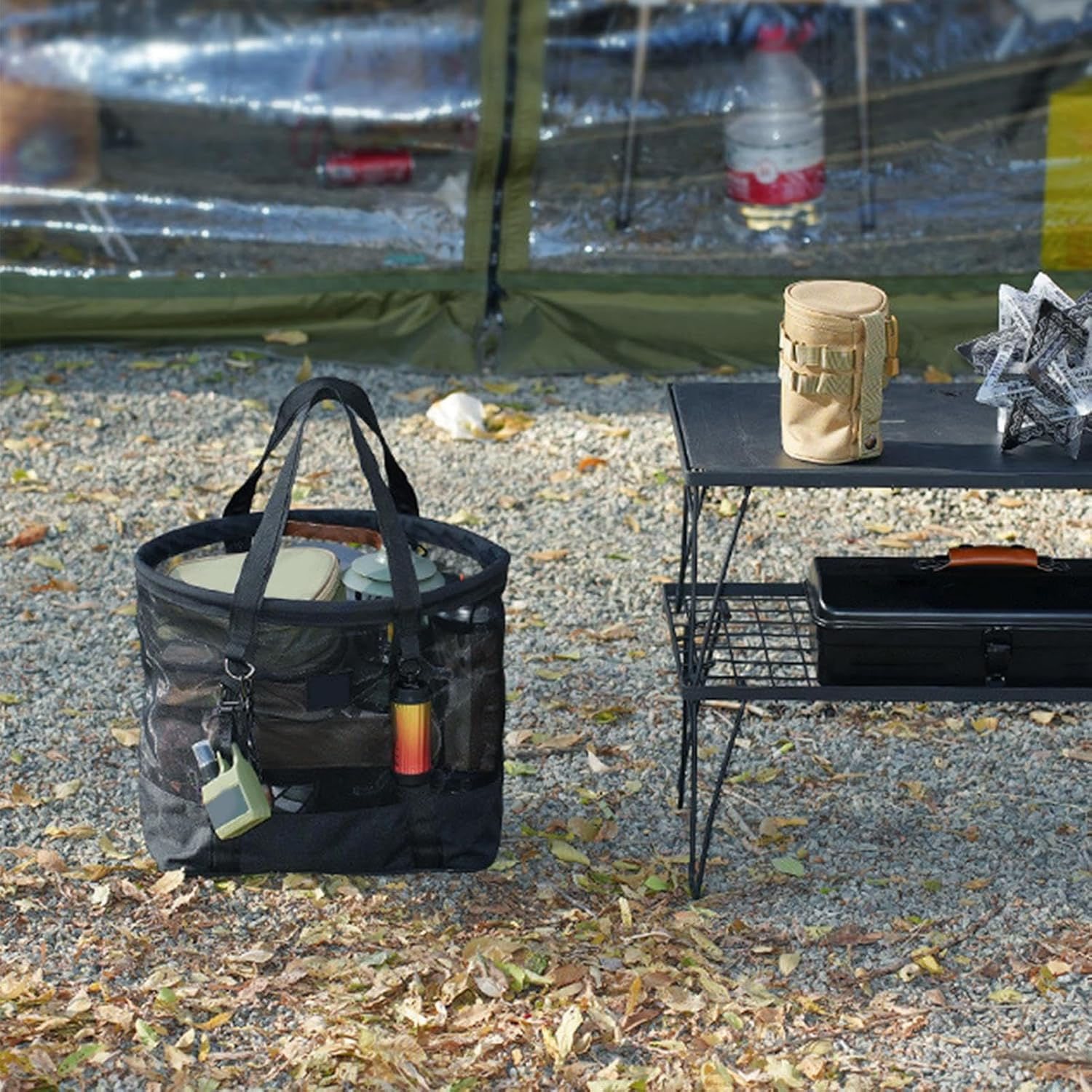 Mesh Beach Tote, Mesh Pool Bag, Lightweight Sand Resistant,19.69X16.14X12.2 Inches, Quick Drying Vacation Clothes and Accessories Organizer for Tropical, Poolside Lounging, Travel image number 2