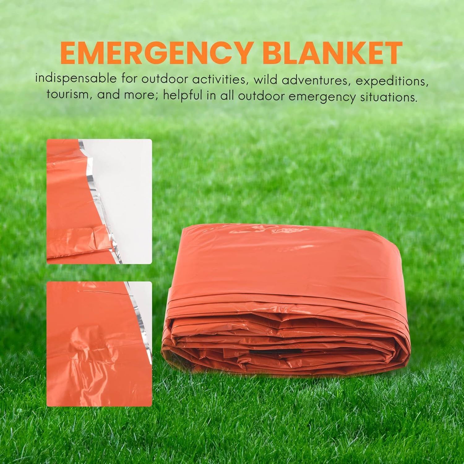 Emergency Blanket, Camping Blanket with Survival Whistle Waterproof Lightweight Thermal Bivy Sack Survival Blanket Bags, Nylon Sleeping Bag for Camping, Hiking, Outdoor, Activities -2Pack image number 2