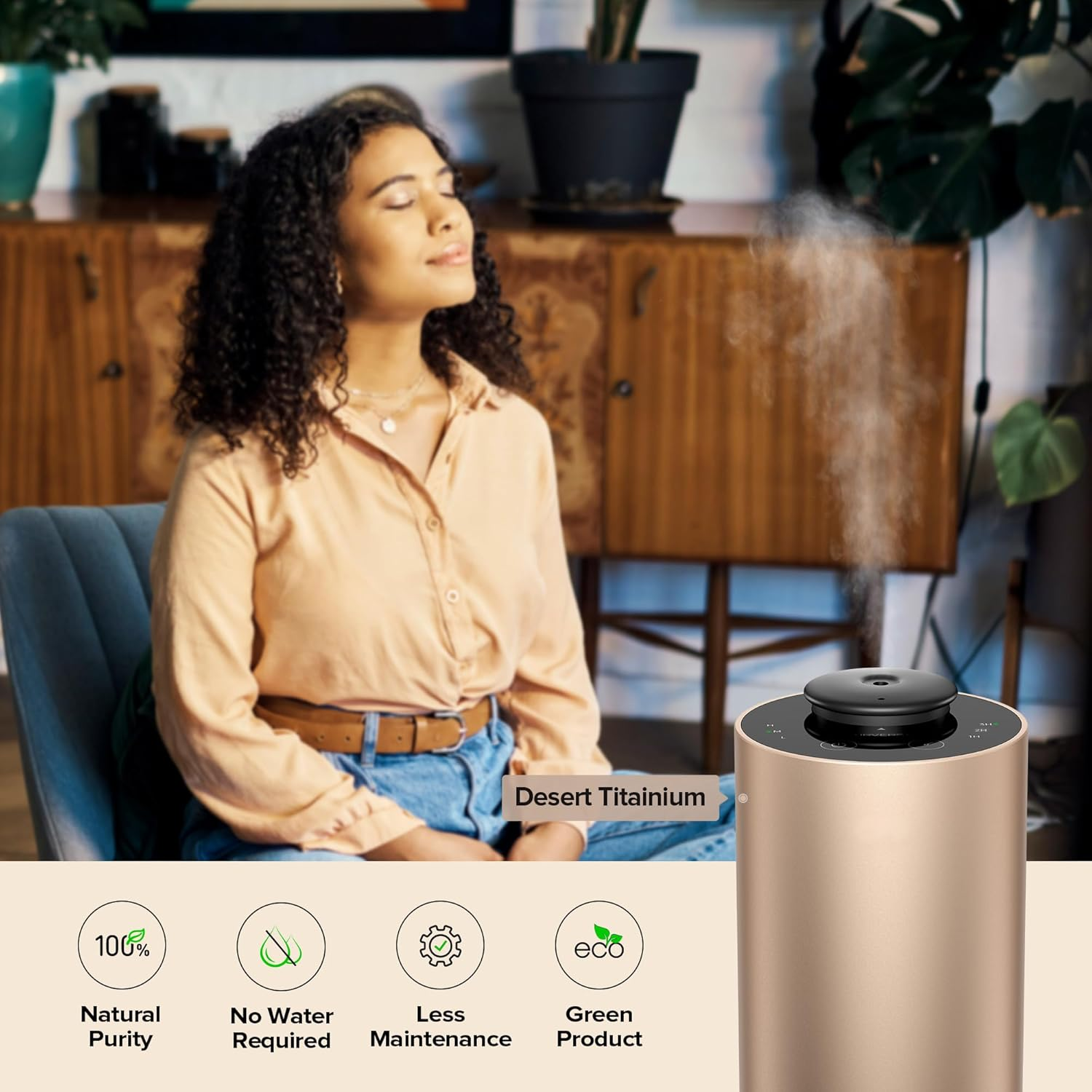 Airversa Waterless Essential Oil Diffuser for Home Aromatherapy Scent Diffusers with 3 Countdown Timer Settings or Timer-Off, 3 Mist Levels for Car Room Studio Office, ANX Premium Metal Black - Black image number 1