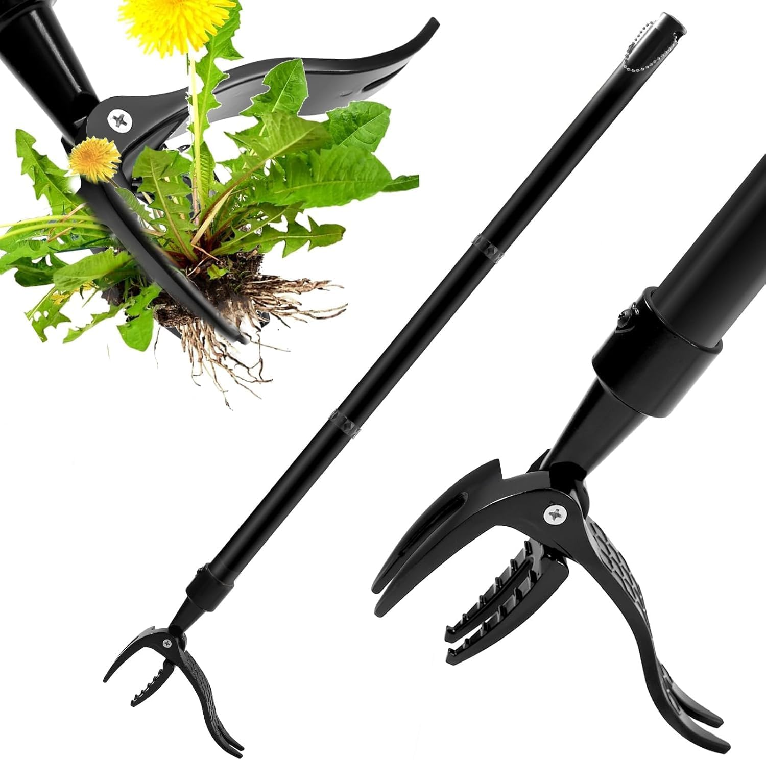 Lim Energy Weed Puller Tool - Detachable Stand up Weed Puller Tool with 100CM Long Handle & 4-Claw Steel Head Design, Weeding Tools Gardening Long Handle (100CM) image number 5