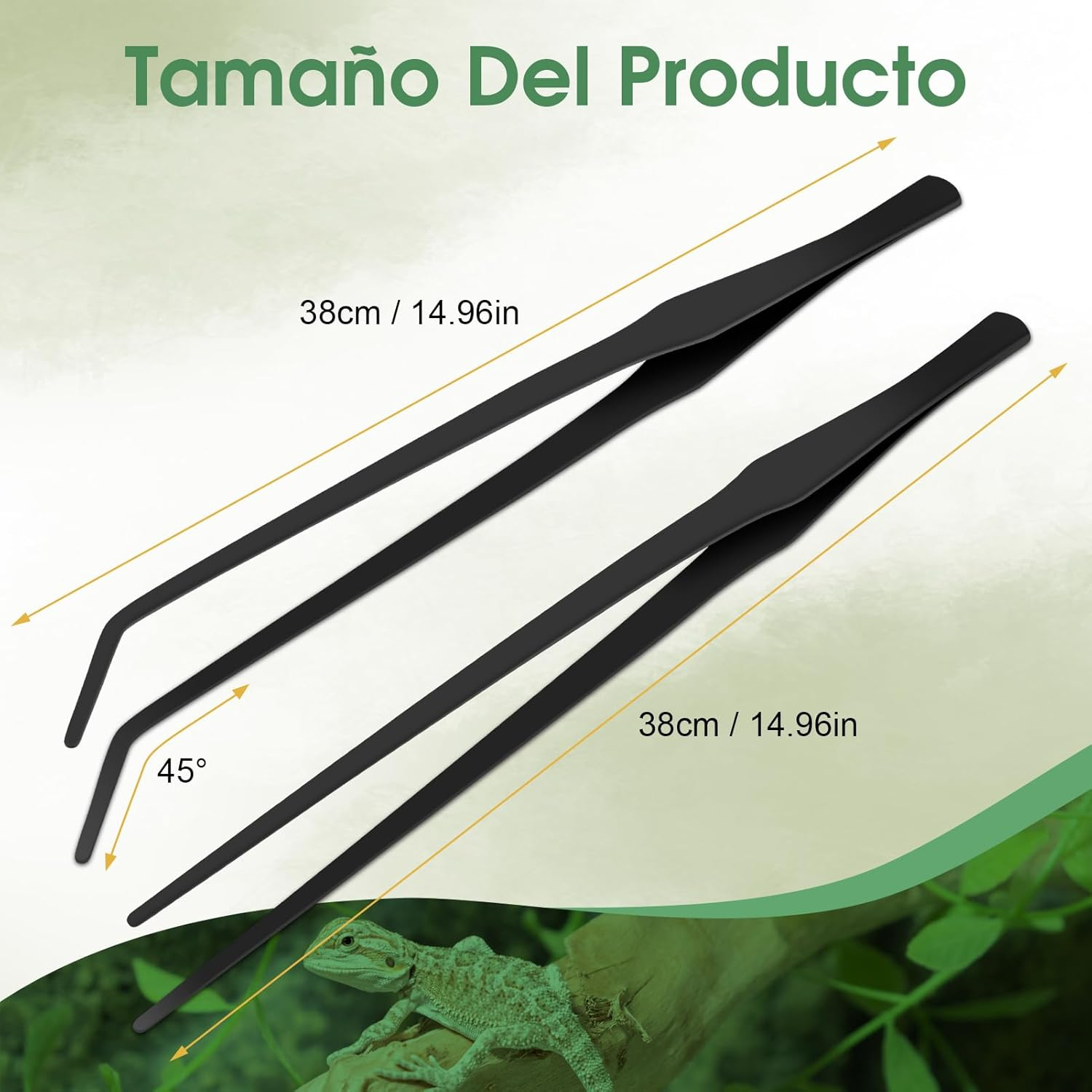 38Cm Extra-Long Aquarium Tweezers, Set of Straight and Curved Stainless Steel Tweezers, Extra-Long Aquarium Tweezers, Aquascaping and Fish Tank Feeding Tools image number 5