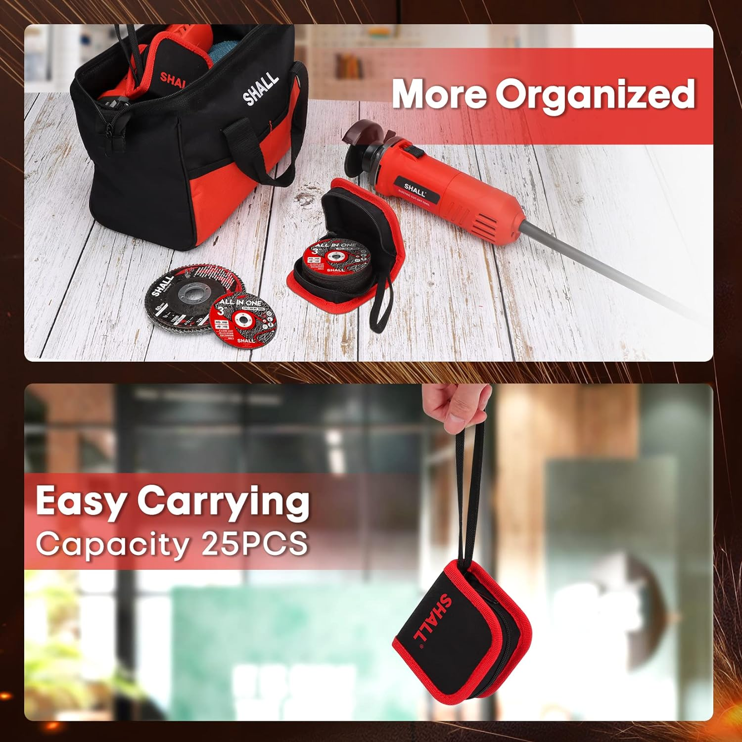 Shall 25-Pack Cut off Wheels 3&rdquo; X 3/8&rdquo; X 3/64&rdquo; - Ultra Thin 75Mm Cutting Wheel with Pouch for Angle Grinder & Cut-Off Tools - Fast Cutting Disc for INOX, Steel, Iron, Non-Ferrous Metal & PVC image number 2