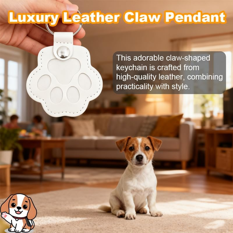 3 Pcs Dog Fur Storage Keychain, Funcyboo Cute Leather Paw Keychain Cat Fur Memory Charm Pet Hair Keepsake Keyring for Bag Purse Key Holder(Khaki,Black,White)