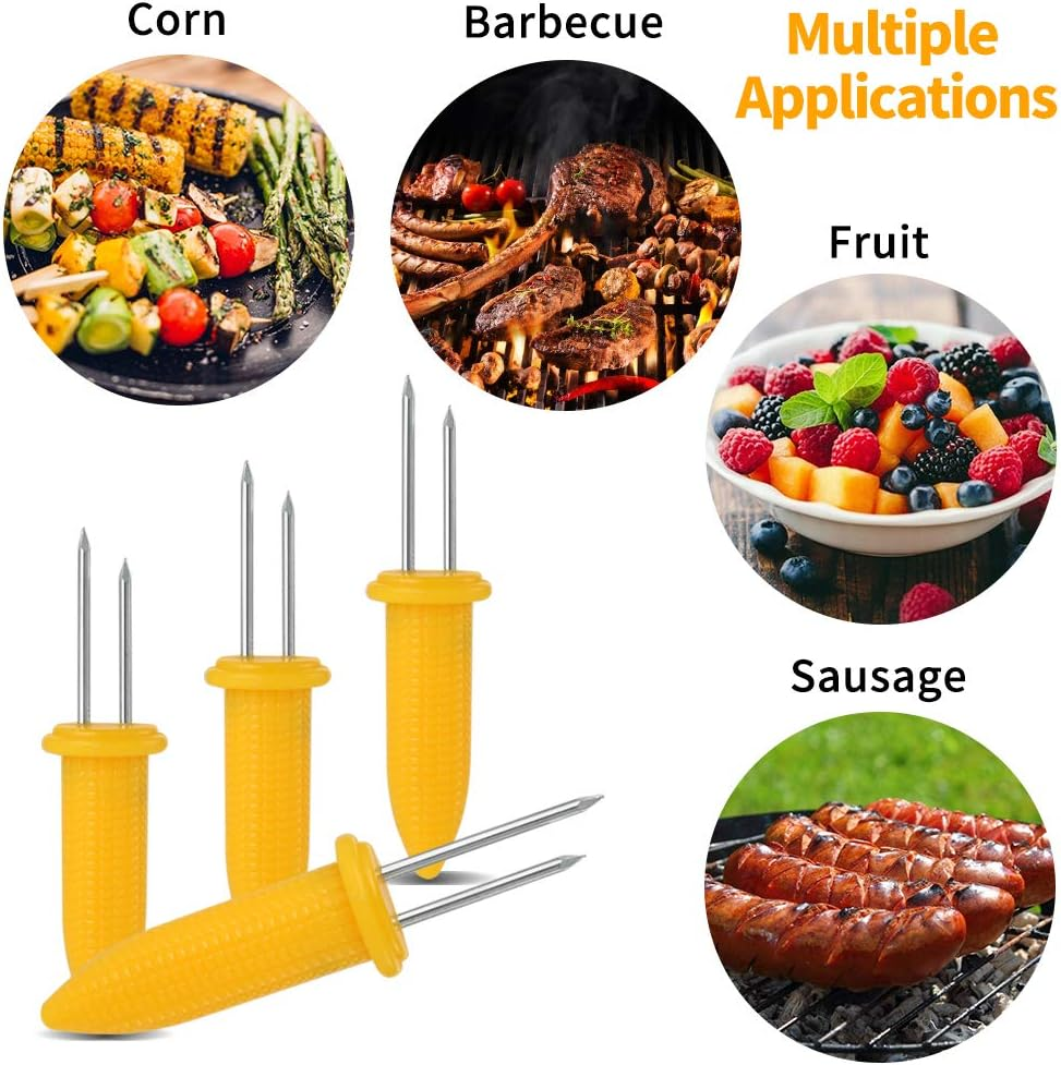 Juliyeh Corn Holders Set, 20PCS Stainless Steel Corn Cob Holders, Corn on the Cob Skewers for BBQ, Picnics & Camping, Yellow image number 3