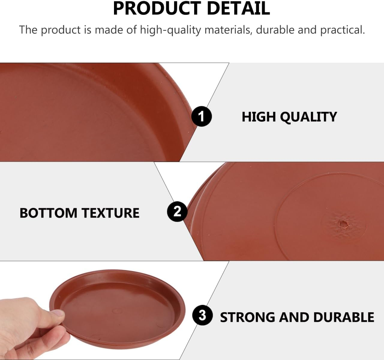 Alasum 10Pcs Red Plastic Flower Pot Trays Heat-Resistant Plant Saucers Non-Slip Base for Indoor Outdoor Garden Succulents Protect Surfaces image number 4