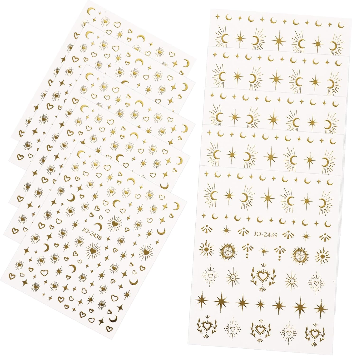 MOTHNUR Gold Nail Art Stickers 10Pcs Mixed Shapes 3D Metallic Manicure Nail Decorations Self-Adhesive for DIY Salon and Home Use Random Style image number 5