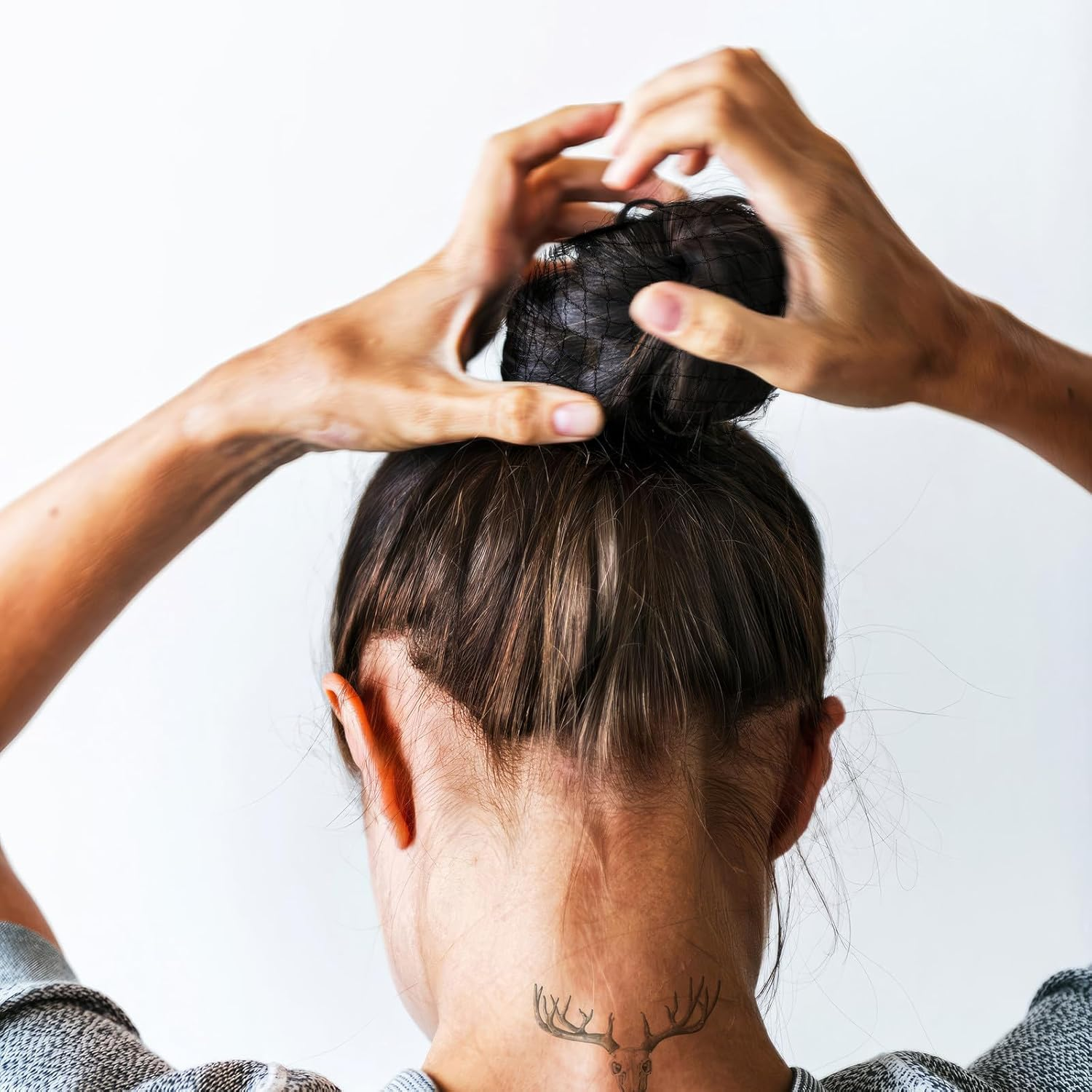 MOTHNUR Elastic Black Hair Nets 100 Pieces Breathable Cotton Mesh for Food Industry Workers and Medical Professionals Comfortable Fit image number 1